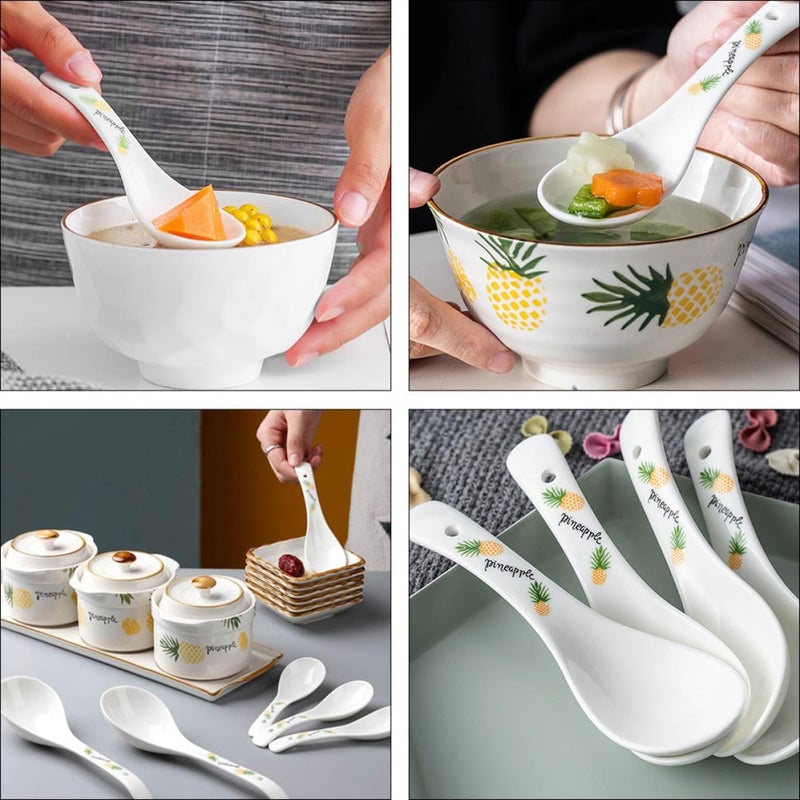 4pcs Japanese Ceramic Soup Spoons Small Porcelain Bone China Tableware Set for Ramen Pho Asian Cuisine Serving - Image 4