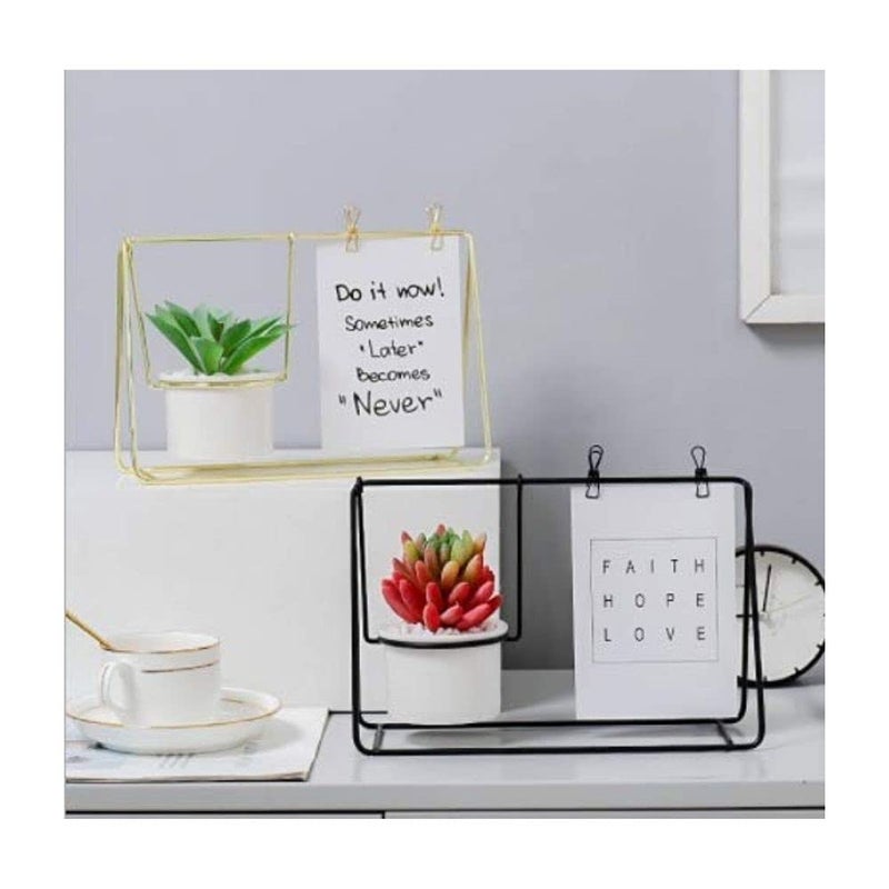 Geekmonkey Geekmonkey Metal 3D Picture Frame, Art Photo Frames with Vase, Nordic Style Postcard Display, Flower Vases Planter for Desk, Home Décor - Black (Without Plant) - Image 1