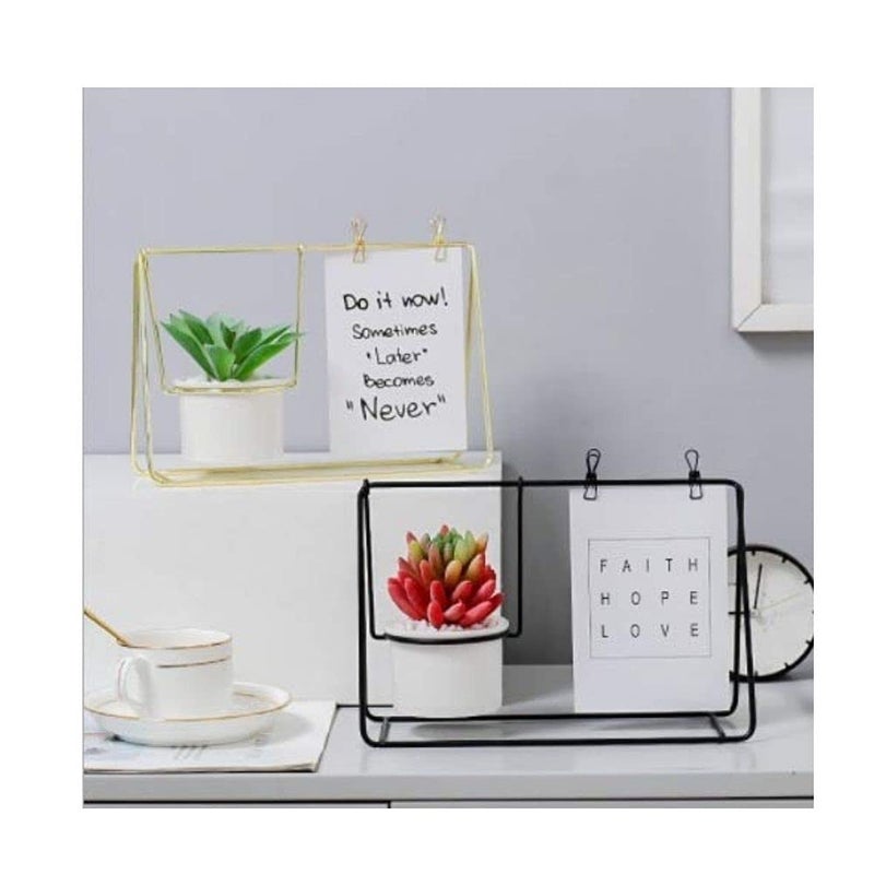 Geekmonkey Geekmonkey Metal 3D Picture Frame, Art Photo Frames with Vase, Nordic Style Postcard Display, Flower Vases Planter for Desk, Home Décor - Black (Without Plant) - Image 3