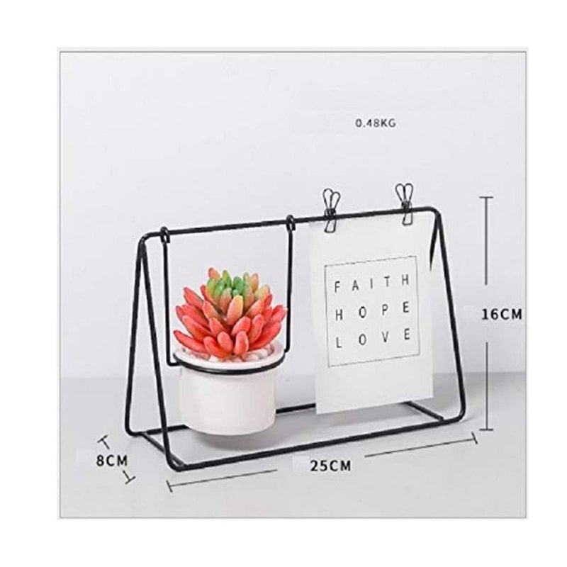 Geekmonkey Geekmonkey Metal 3D Picture Frame, Art Photo Frames with Vase, Nordic Style Postcard Display, Flower Vases Planter for Desk, Home Décor - Black (Without Plant) - Image 4