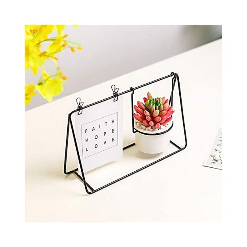 Geekmonkey Geekmonkey Metal 3D Picture Frame, Art Photo Frames with Vase, Nordic Style Postcard Display, Flower Vases Planter for Desk, Home Décor - Black (Without Plant) - Image 2