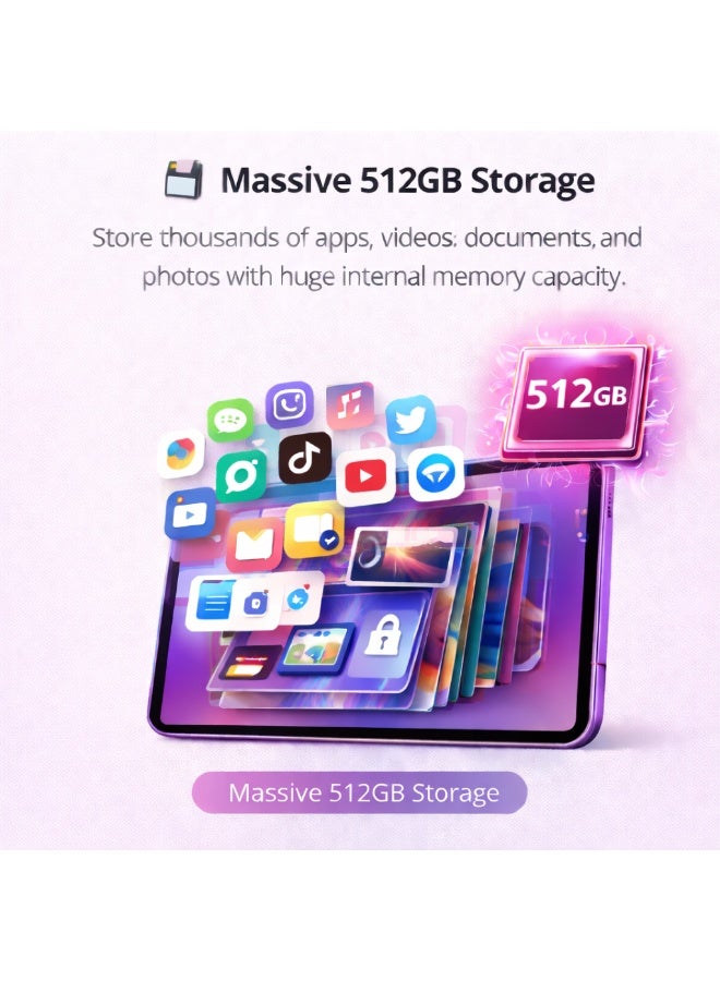 Telzeal P201 11-Inch Tablet (Purple), 12GB RAM + 512GB ROM, 10000mAh Battery, Dual SIM, 8MP+13MP Camera, Android 13, with Keyboard, Mouse & Accessories - Image 4