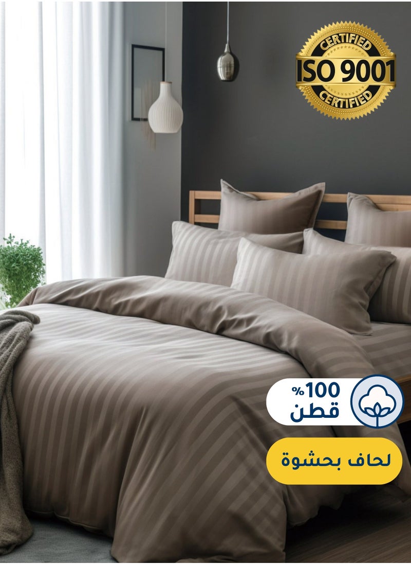 Master Home Textile - Cotton Hotel Comforter Sets, Fits 200 cm x 200 cm Size Bed, with Removable Filling, 9 Pcs King Size, Hotel Stripe Pattern - Image 1