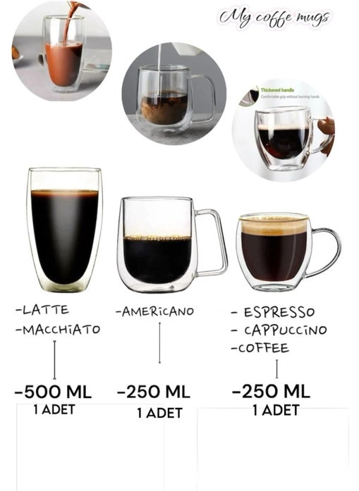 Coffee Mugs Set Coffee Machine Compatible Double Walled Handmade Glass Mug