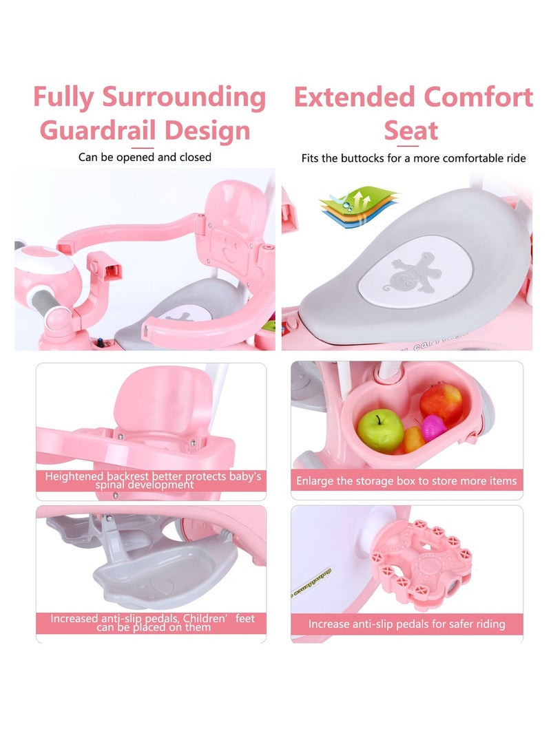 ميكسد دراجة أطفال ، دراجة ثلاثية العجلات للأطفال مع درابزين ، عربة أطفال صغيرة 3 عجلات للأولاد والبنات الذين تتراوح أعمارهم بين 1-6 سنوات - Image 4