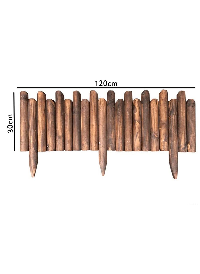 LINGWEI Garden Wooden Fence with Burnt Finish Flexible Decorative Garden Border 120x30x3cm - Image 3
