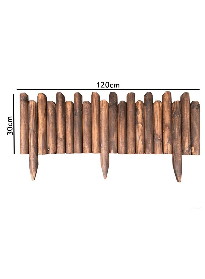 LINGWEI Garden Wooden Fence with Burnt Finish Flexible Decorative Garden Border 120x30x3cm - Image 5