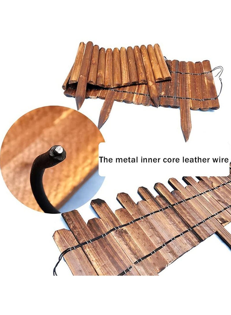 LINGWEI Garden Wooden Fence with Burnt Finish Flexible Decorative Garden Border 120x30x3cm - Image 4