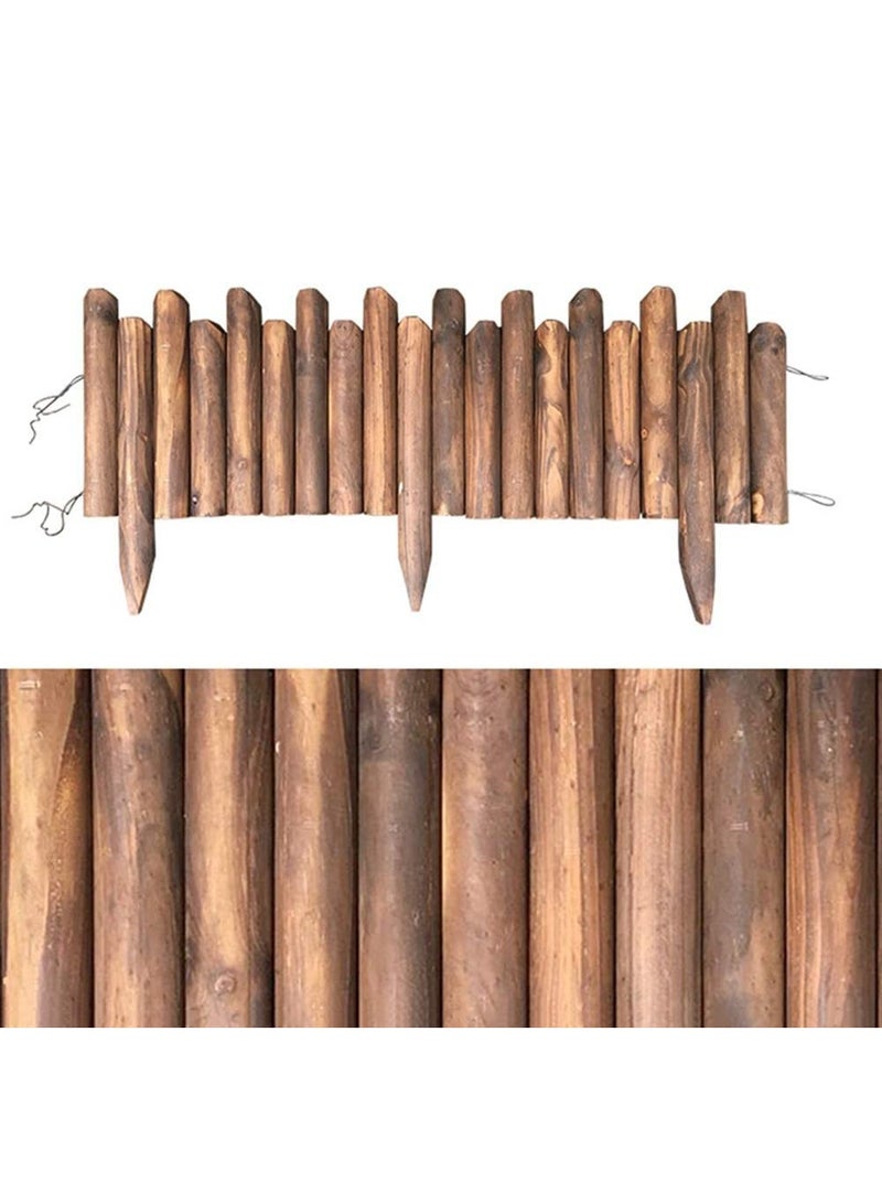 LINGWEI Garden Wooden Fence with Burnt Finish Flexible Decorative Garden Border 120x30x3cm - Image 2