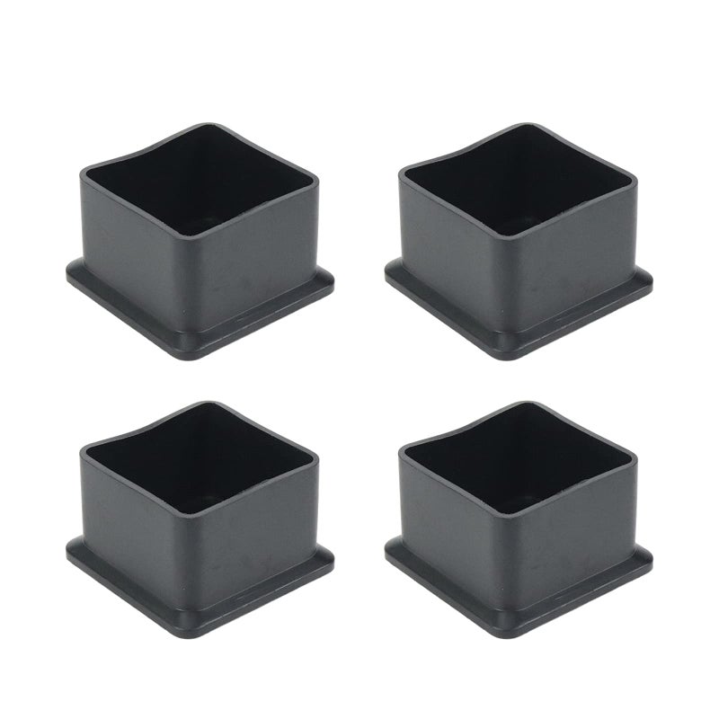 Mcredy Chair Leg Caps Mcredy Table Chair Leg Foot End Cap Protector Inner Size 1-1/2Inch x 1-1/2Inch Rubber Furniture Foot Fit for Square,Rectangle Chair feet Floor Protectors Black(4 Pcs) - Image 1