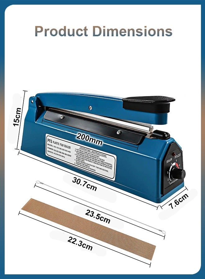 DBLEW آلة تعبئة وتغليف الطعام الكهربائية اليدوية بقدرة 200 مم لتفريغ الهواء وتغليف الأكياس البلاستيكية في المطبخ المنزلي - Image 5