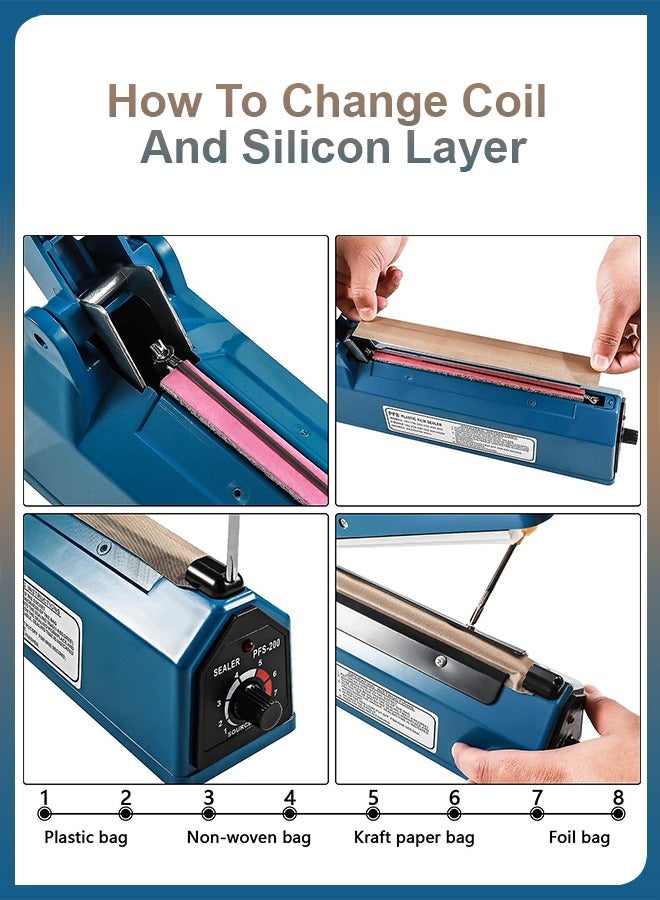 DBLEW آلة تعبئة وتغليف الطعام الكهربائية اليدوية بقدرة 200 مم لتفريغ الهواء وتغليف الأكياس البلاستيكية في المطبخ المنزلي - Image 4