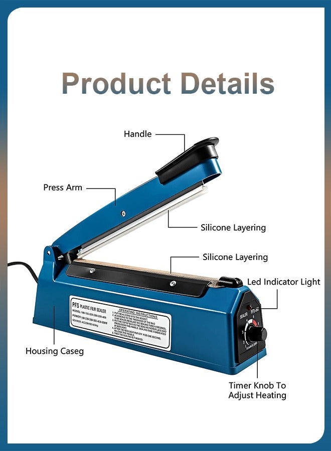 DBLEW آلة تعبئة وتغليف الطعام الكهربائية اليدوية بقدرة 200 مم لتفريغ الهواء وتغليف الأكياس البلاستيكية في المطبخ المنزلي - Image 2