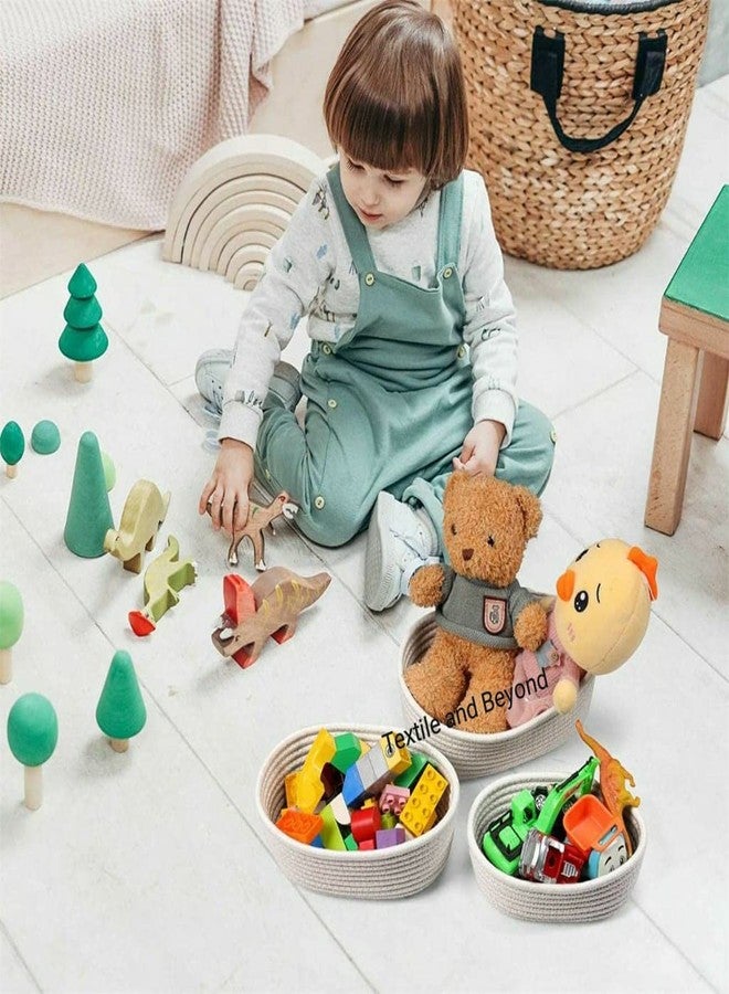 Textile and Beyond سلة تنظيم صغيرة منسوجة من حبل قطني من Textile and Beyond، مثالية لغرفة الأطفال، الألعاب، الفواكه، غرفة المعيشة، المطبخ والمكتب - Image 2