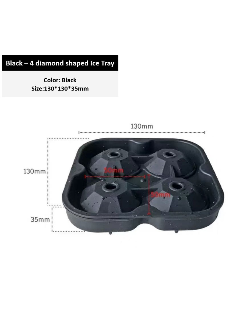 Generic - Diamond Shaped Ice Cubes Mold Tray Black, Easy Release - Image 1