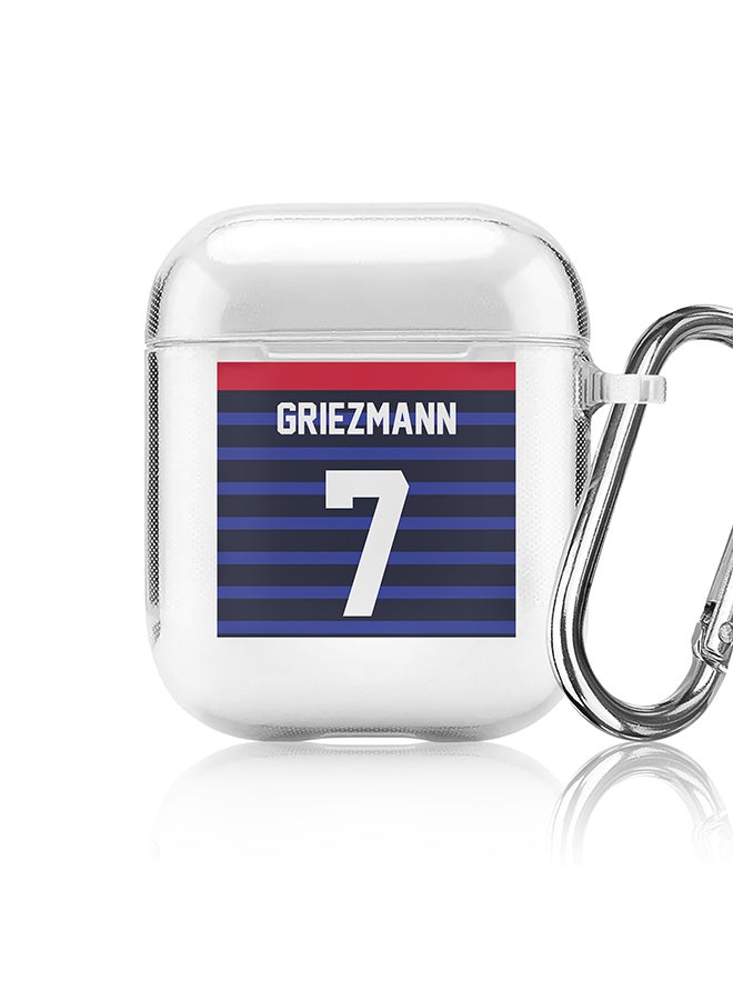Stylizedd Classic Clear printed Case for Apple Airpods 2 / 1 Soft TPU Gel Thin Transparent Flexible Cover - Football Team - France, Player Name - Griezmann - Image 1