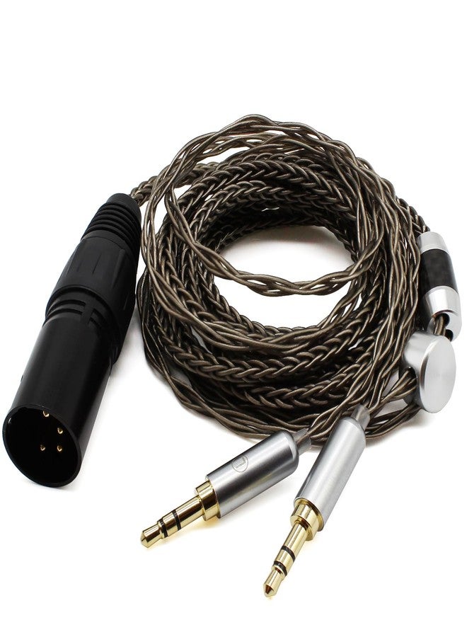 Youkamoo 4 Pin XLR Balanced 8 Core Braided Silver Plated Audio Replacement Cable Compatible for Hifiman HE4XX, HE-400i Headphones (2 x 3.5mm Version) - Image 1