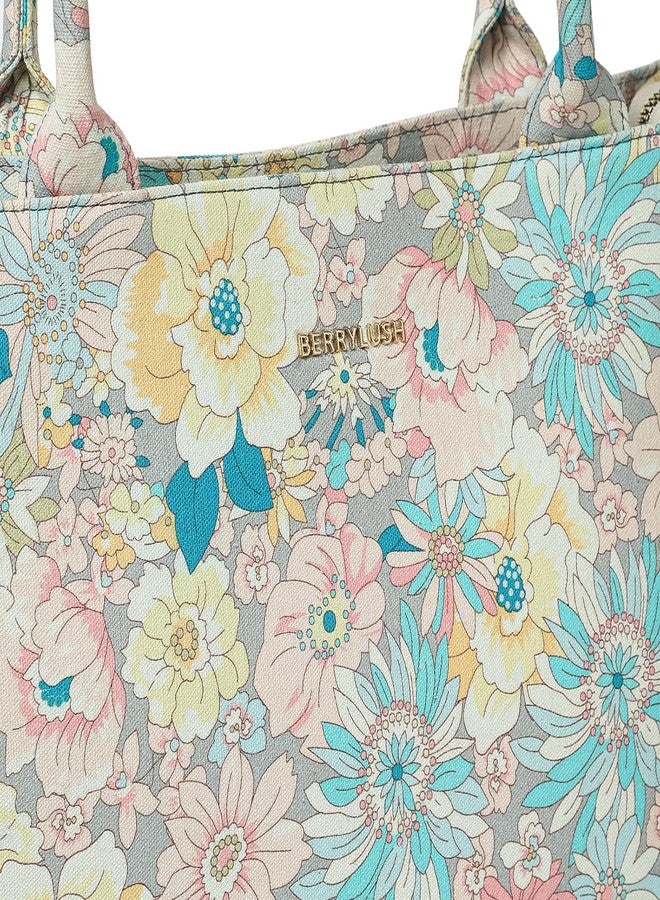 Berrylush Women Multi Color Floral Printed Tote Bag with Dual Handles | Trendy & Spacious Women's Handbag - Image 4