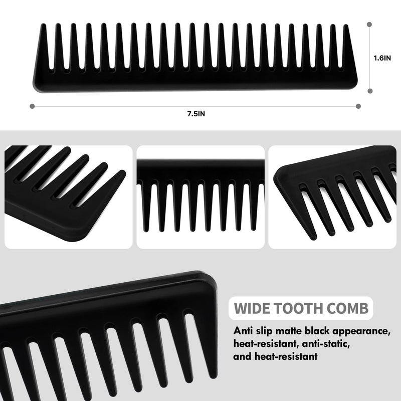 KPX 4pcs Curly Hair Brush Set for Adult & Kids Wet or Dry, Detangling Brush for 3/4ABC Hair with Wide Tooth Comb (4, Black) - Image 5