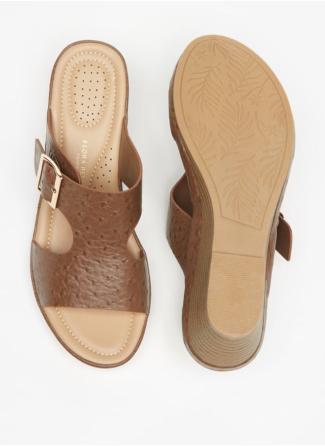 Flora Bella By Shoexpress - Women's Textured Slip-On Sandals with Wedge Heels Ramadan Collection - Image 1