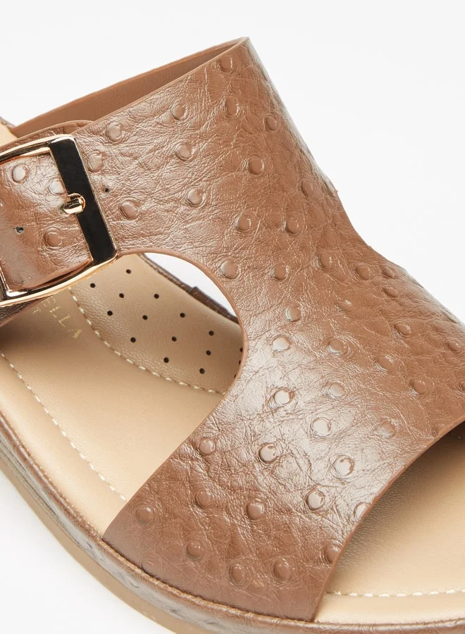 Flora Bella By Shoexpress Women's Textured Slip-On Sandals with Wedge Heels Ramadan Collection