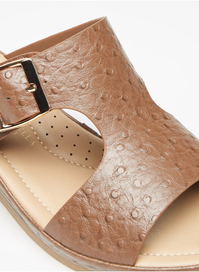 Flora Bella By Shoexpress - Women's Textured Slip-On Sandals with Wedge Heels Ramadan Collection - Image 1