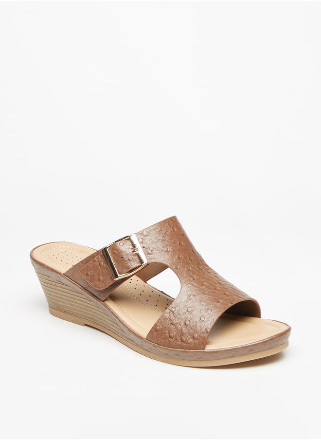 Flora Bella By Shoexpress - Women's Textured Slip-On Sandals with Wedge Heels Ramadan Collection - Image 1