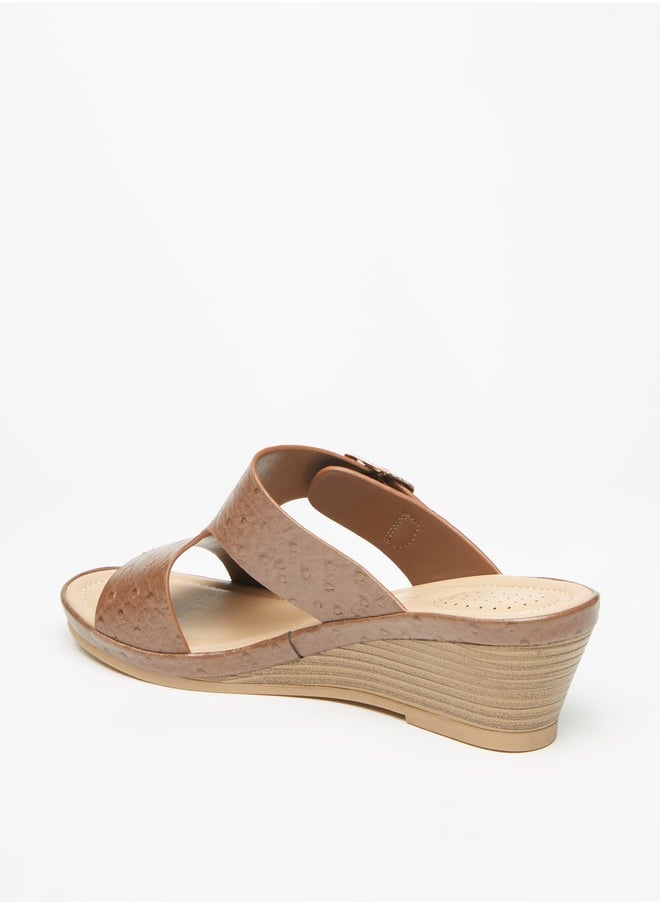 Flora Bella By Shoexpress - Women's Textured Slip-On Sandals with Wedge Heels Ramadan Collection - Image 1