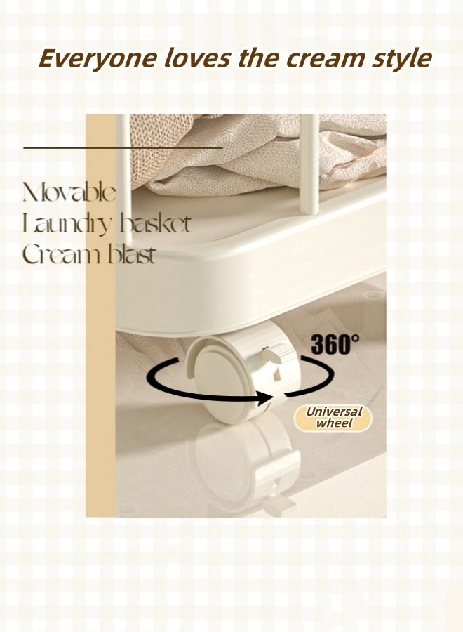 Aikenn Aikenn Removable Laundry Basket Large Capacity Portable Dirty Laundry Basket with Wheels And Easy Carry Handles Freestanding Laundry Hamper for Clothes Blankets Cushions Lightweight Laundry Bin Space-Saving Laundry Hamper for Home Laundry 48×27×52cm White  - Image 3