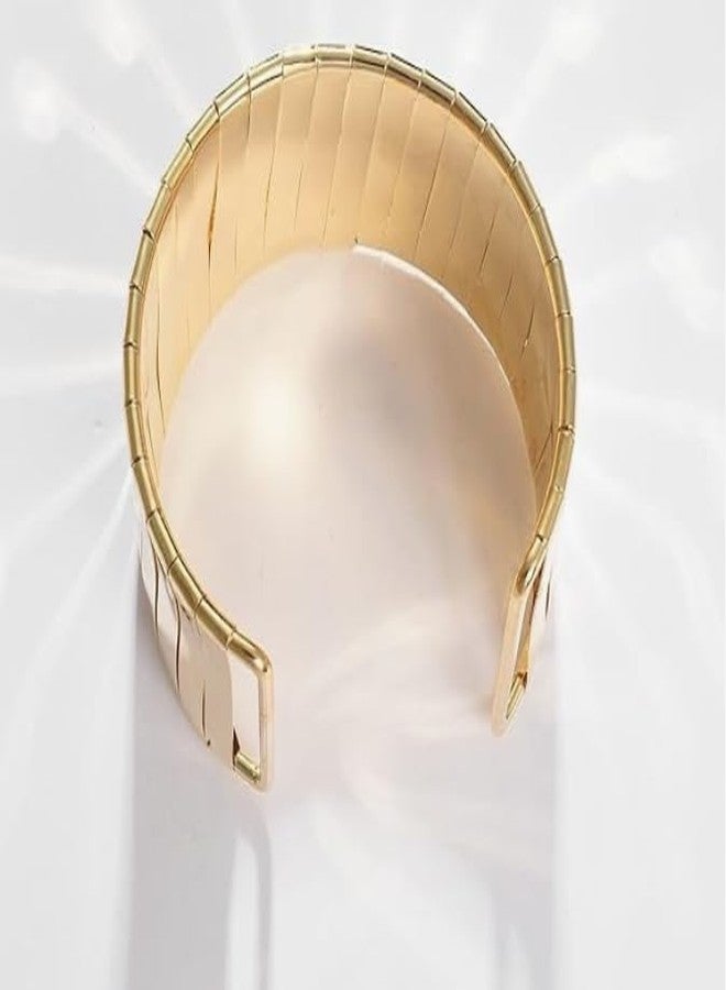 needs collection سوار أنيق مطلي بالذهب للنساء، مجوهرات عصرية، إكسسوار معدني - Image 3