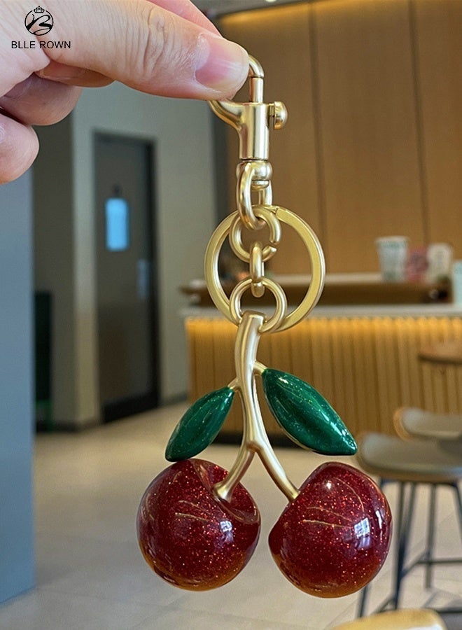 BLLE ROWN Cherry Bag Charm Purse Keychain - Red Cherry Accessories for Women's Bags - Image 4
