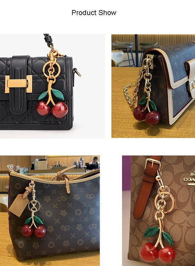 BLLE ROWN Cherry Bag Charm Purse Keychain - Red Cherry Accessories for Women's Bags - Image 5
