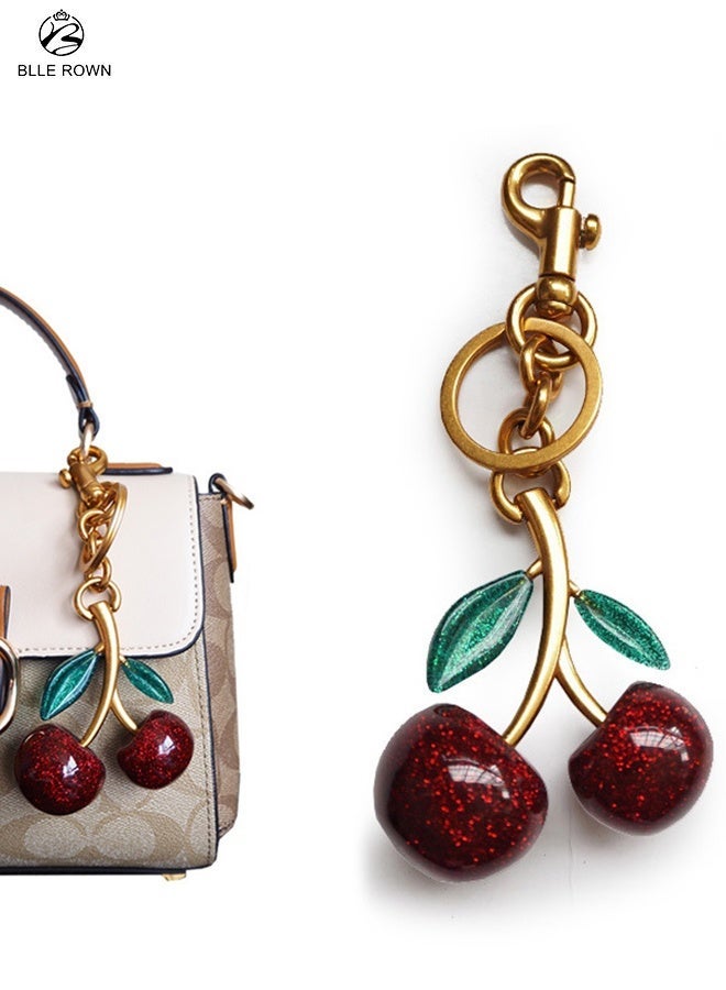 BLLE ROWN Cherry Bag Charm Purse Keychain - Red Cherry Accessories for Women's Bags - Image 1