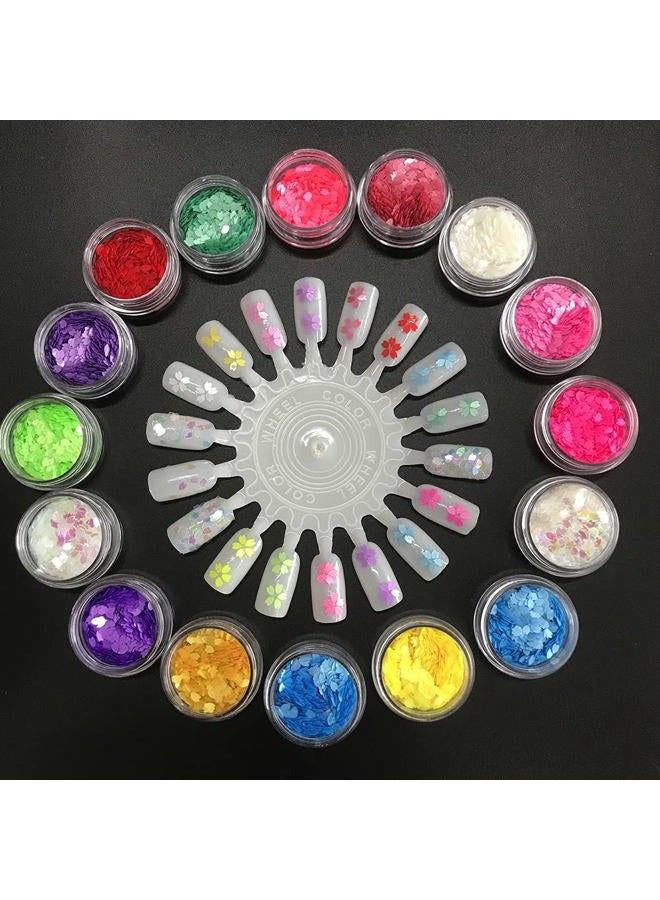 PrettyG 16 Colors Boxes Set Colorful Sakura Petals Shape Glitter Sequins for Festival Rave Beauty Makeup Face Body Nail Craft Art Christmas Halloween Decoration 16C - Image 2