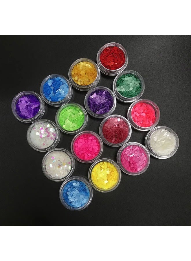 PrettyG 16 Colors Boxes Set Colorful Sakura Petals Shape Glitter Sequins for Festival Rave Beauty Makeup Face Body Nail Craft Art Christmas Halloween Decoration 16C - Image 3