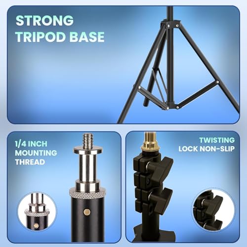Kratos Premium 84 Inch (7 feet) Tripod Stand, Adjustable and Portable Design with Mobile Clip Holder Perfect for Ring Light, Photography, Videography & Live Streaming, Compatible with All Mobiles - Image 5
