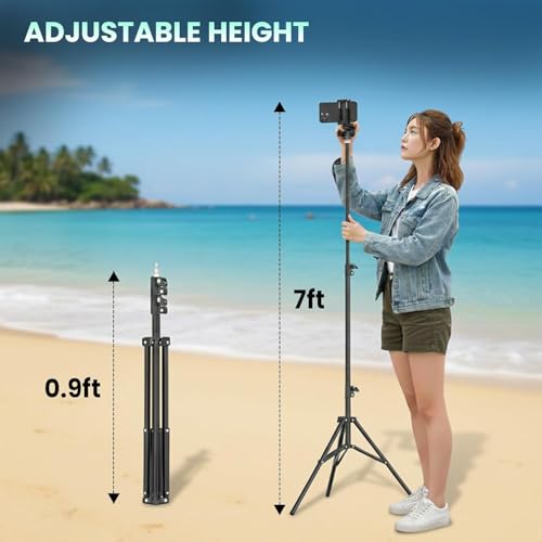 Kratos Premium 84 Inch (7 feet) Tripod Stand, Adjustable and Portable Design with Mobile Clip Holder Perfect for Ring Light, Photography, Videography & Live Streaming, Compatible with All Mobiles - Image 2