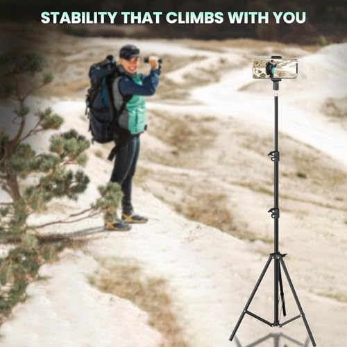 Kratos Premium 84 Inch (7 feet) Tripod Stand, Adjustable and Portable Design with Mobile Clip Holder Perfect for Ring Light, Photography, Videography & Live Streaming, Compatible with All Mobiles - Image 4