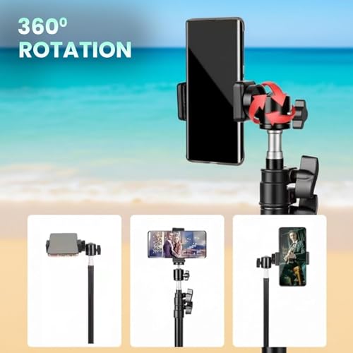 Kratos Premium 84 Inch (7 feet) Tripod Stand, Adjustable and Portable Design with Mobile Clip Holder Perfect for Ring Light, Photography, Videography & Live Streaming, Compatible with All Mobiles - Image 3