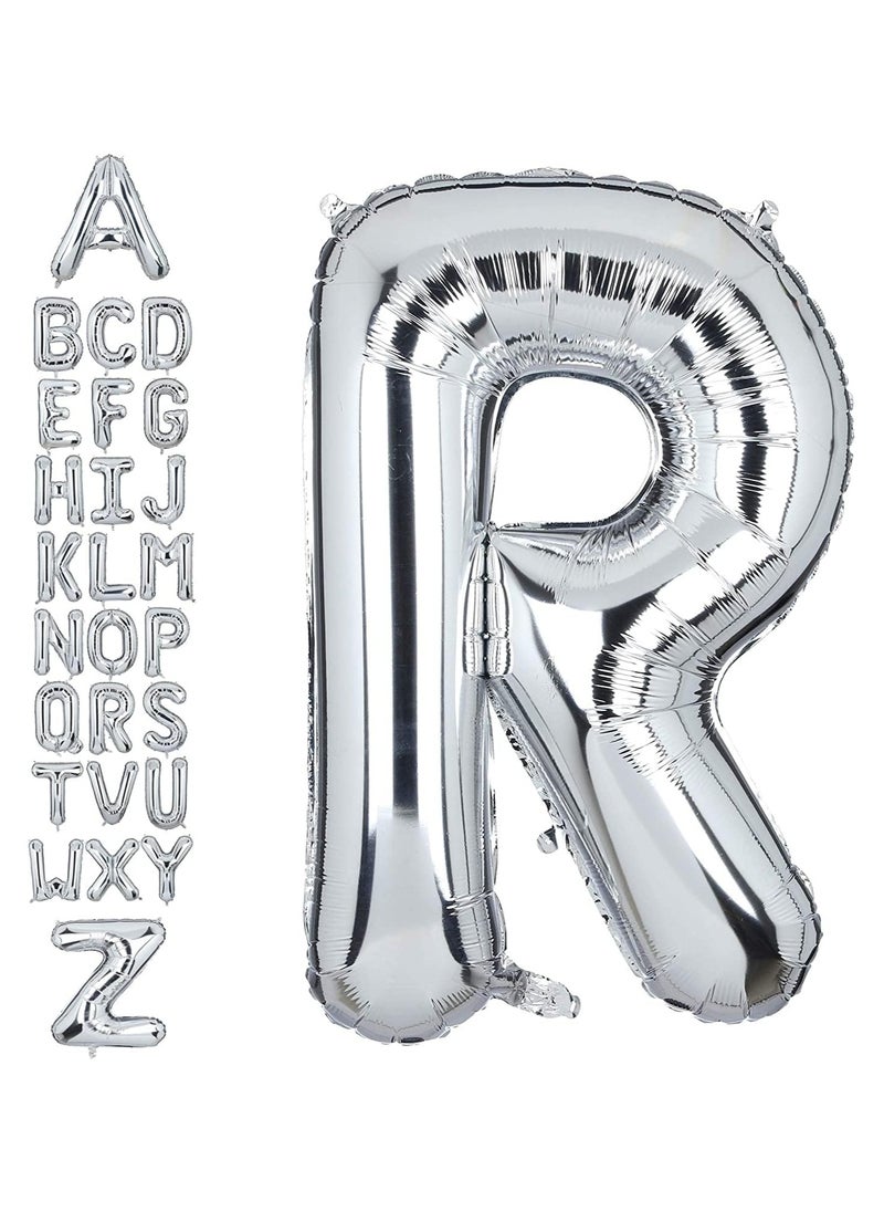 Goldedge 32 Inch Giant Silver Letter R Foil Helium Balloons Big Single Mylar Balloon Birthday Party Decoration Supply Baby Shower (Silver R)  - Image 1