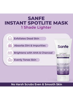 Sanfe Instant Spotlite Mask For Dark Underrams, Neck & Body| Dark Patch Removal Wipe-Off Cream In 10 Minutes | For Detanning, Anti Aging & Skin Tightening | Glycolic & Kojic Acid With Charcoal 100G  - Image 3