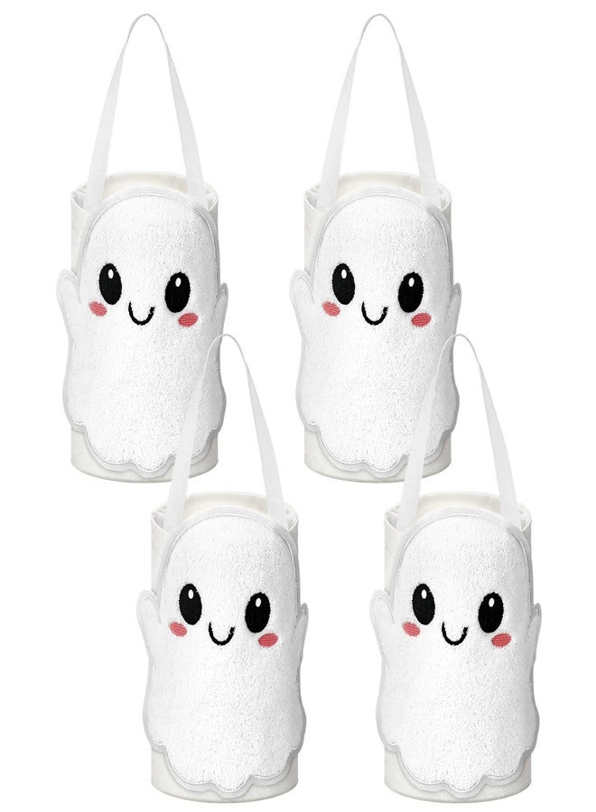 Woanger 4 Pcs Halloween Boo Basket Trick or Treat Ghost Bag Cute Portable Plush Ghost Canvas Candy Tote Bags Reusable Goody Basket for Halloween Party Supplies - Image 1
