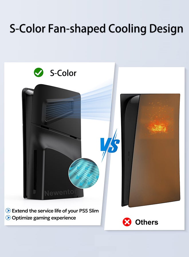 PS5 Slim Faceplate with Cooling Vent Face Plate Console Cover Shell for Playstation 5 Slim Disc Edition