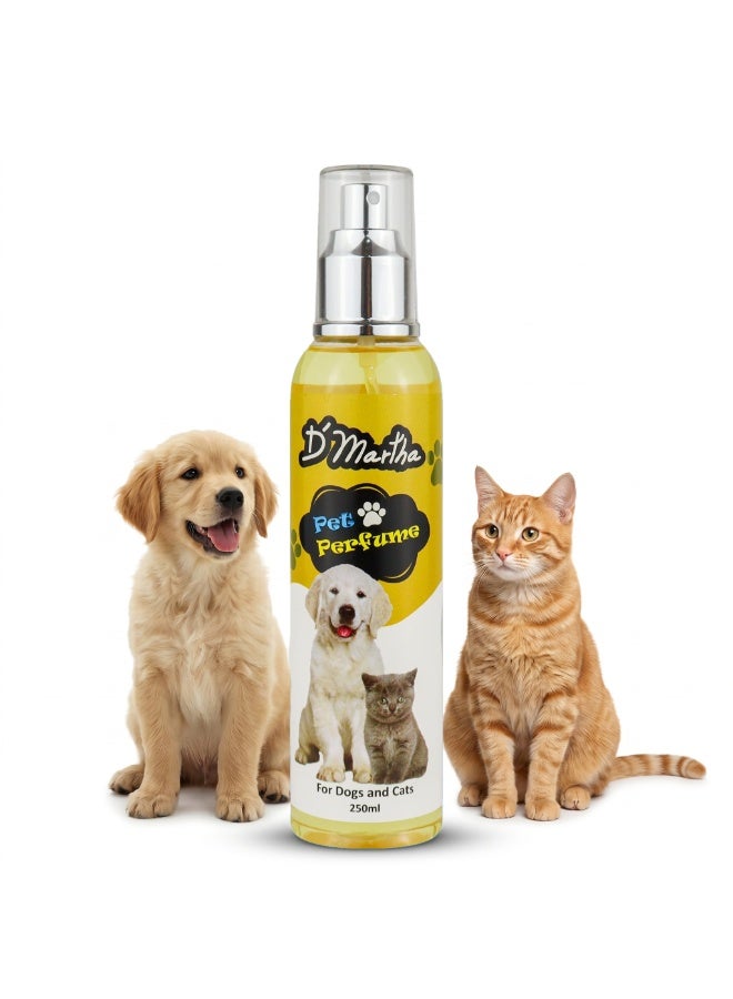 D'Martha Pet Perfume for Dogs & Cats 250ml – Long Lasting Fresh Fragrance Spray, Pet Deodorizer & Grooming Mist, Odor Eliminator Cologne for Puppies, Kittens, Dogs & Cats - Image 1