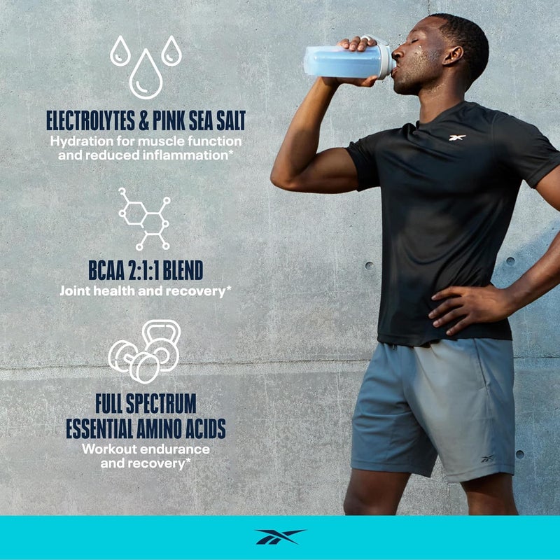 Reebok REECover Amino Acids  Electrolytes  8g EAAs 5g BCAAs Hydration Matrix  Muscle Recovery Strength  PostWorkout Support  30 Servings  Strawberry Lemonade - Image 5