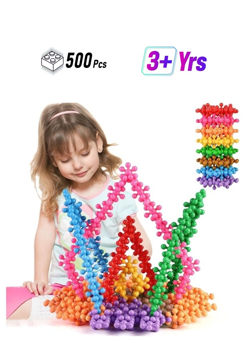 500 Pieces Building Blocks Kids STEM Toy Educational Discs Set Interlocking Solid Plastic Suitable for Preschool Boys and Girls Ages 3+, Safe Material Creativity  - Image 1