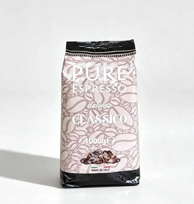 Pure Espresso Classico Intensità 8/10 Coffee Beans 1kg – Arabica & Robusta Blend, Medium Roast, Italian Roast