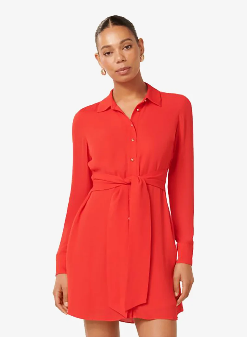Sherri Tie Waist Mini Shirt Dress