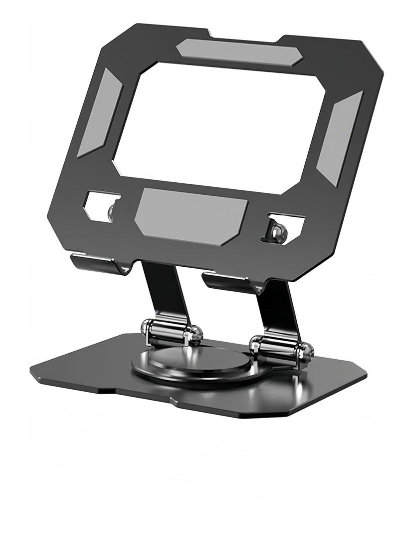 AJIAAIONE Tablet Holder,iPad Stand, 360 Rotating Base,Foldable Adjustable Tablet Stand,Tablet Stand for Desk,Compatible with iPad Pro Air Mini 4 to 12.9-inch Tablets(Black) - Image 1