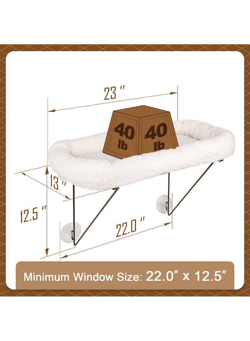 روك بو مجثم نافذة للقطط - مدعوم من المعدن بنسبة 100% من الأسفل - يأتي مع سرير دافئ وواسع للحيوانات الأليفة - أرجوحة نافذة للقطط للقطط الكبيرة والقطط الصغيرة - لحمامات الشمس والقيلولة والإطلالة (أبيض) - Image 3